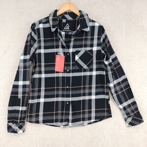 Ripzone Shirt Mens S Black Plaid Long Sleeve Button Flannel Chest Pocket